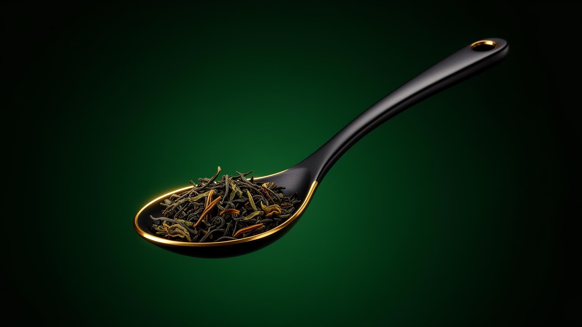 The One Way innovation spoon with premium tea leaves